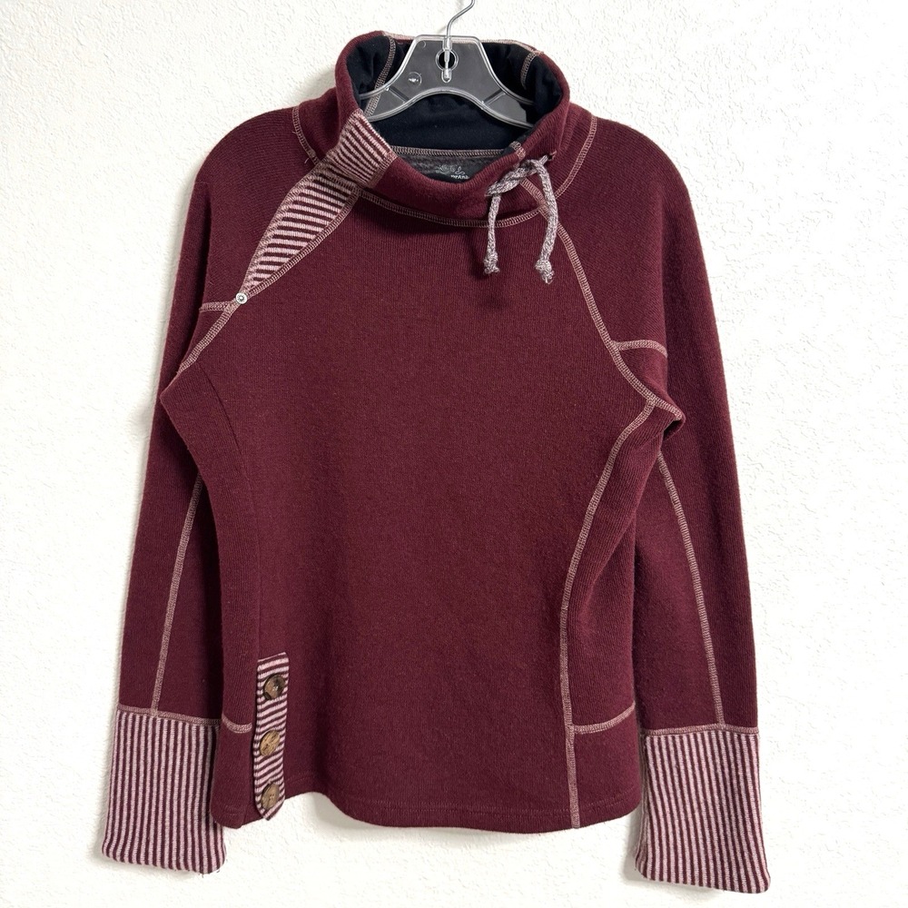 Prana Women's Maroon Cowl Neck Pullover Sweater